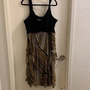 Fashion Bug Black and Brown Asymmetrical Dress